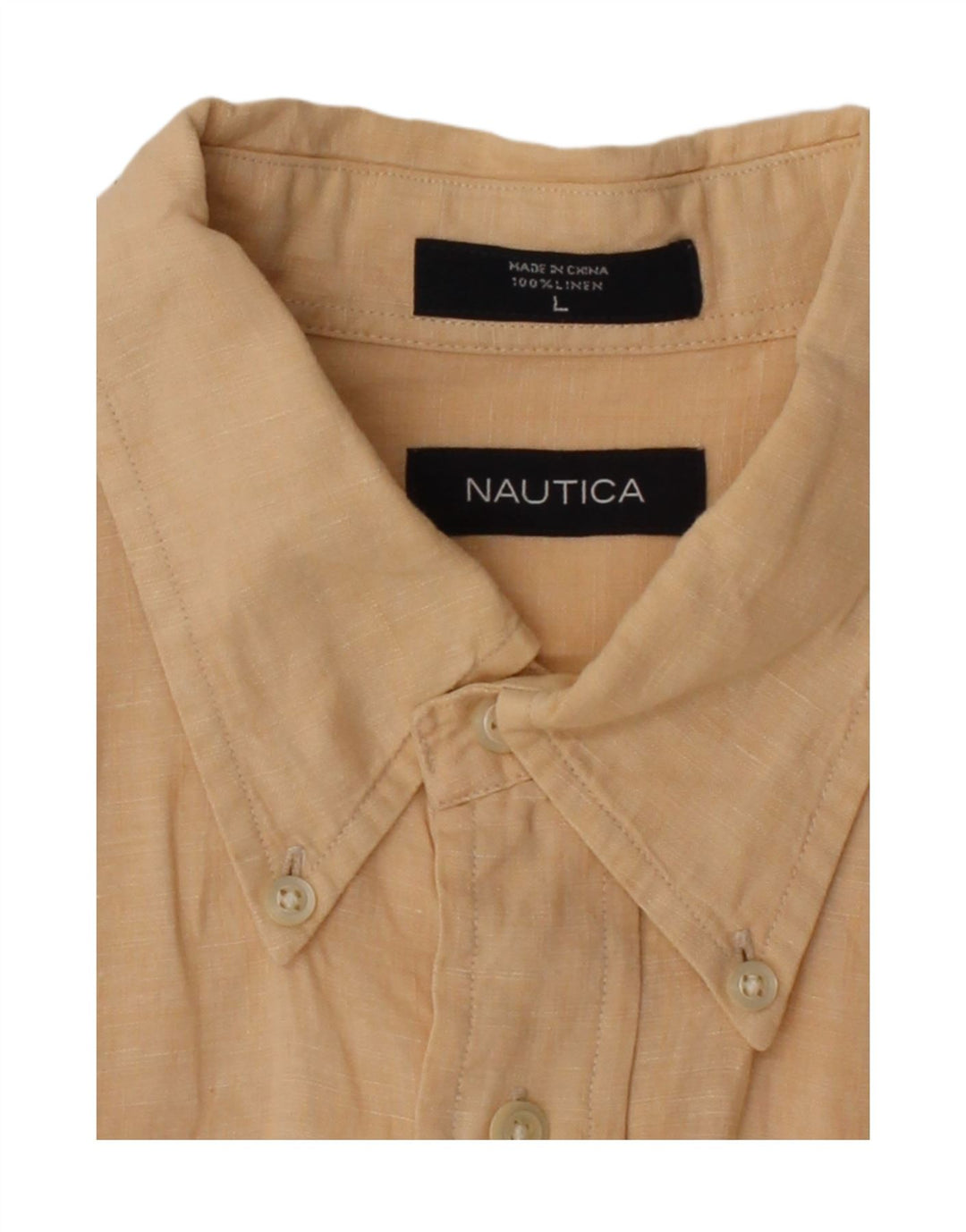 NAUTICA Mens Shirt Large Beige Linen Vintage Nautica and Second-Hand Nautica from Messina Hembry 