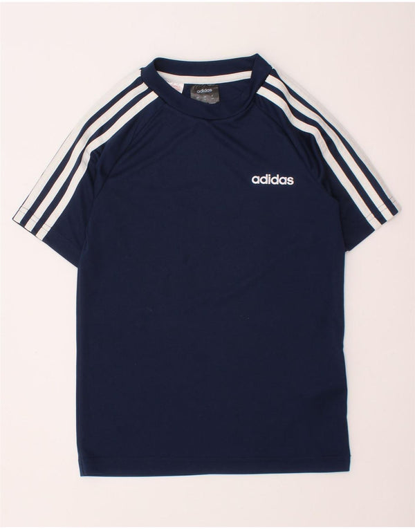ADIDAS Boys Climalite T-Shirt Top 7-8 Years Navy Blue Polyester