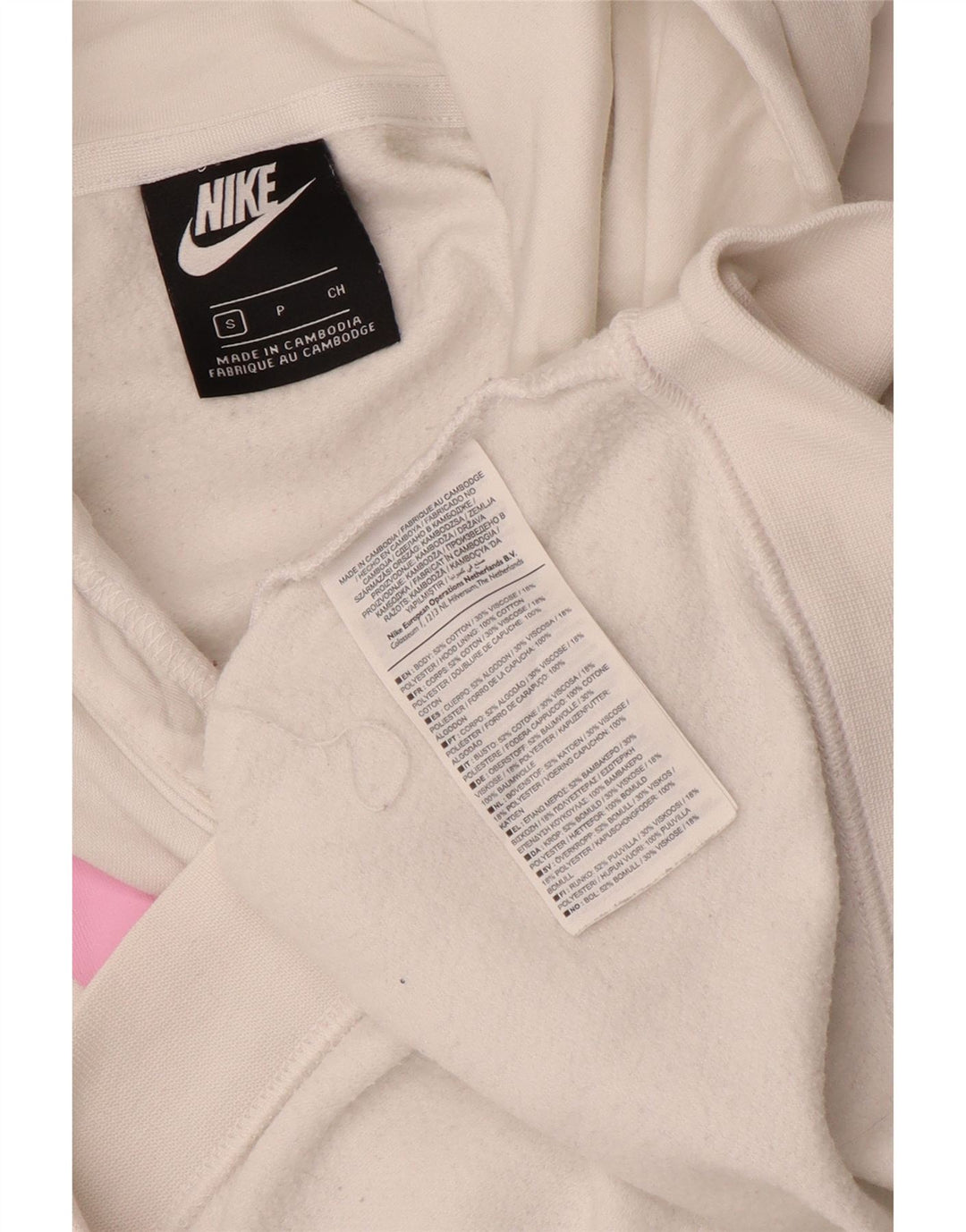 NIKE Womens Oversized Graphic Crop Hoodie Jumper UK 10 Small White