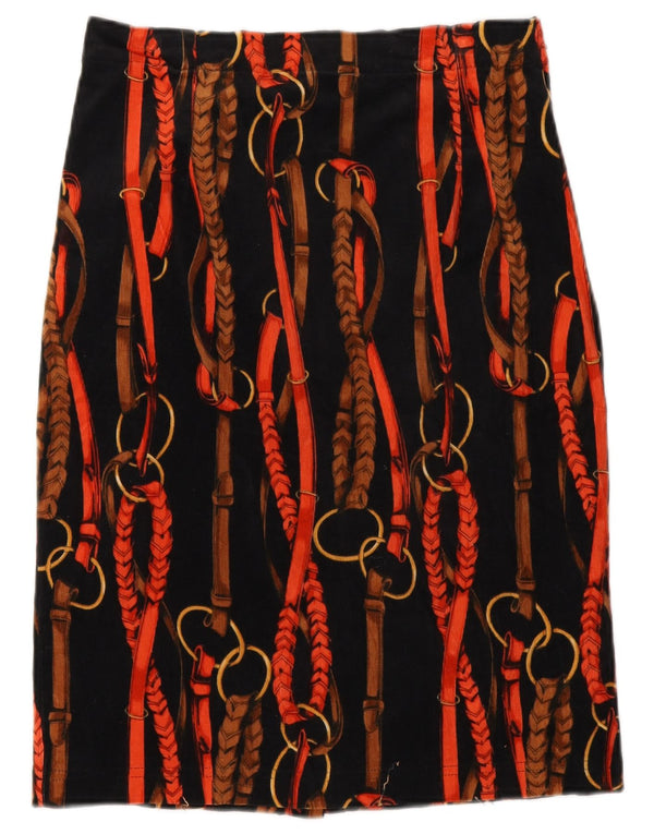 Vintage Womens Abstract Pattern Corduroy Skirt W26 Small  Black