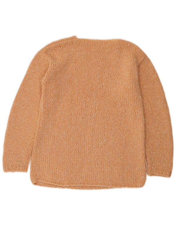Vintage Womens Boat Neck Jumper Sweater UK 12 Medium Orange Flecked