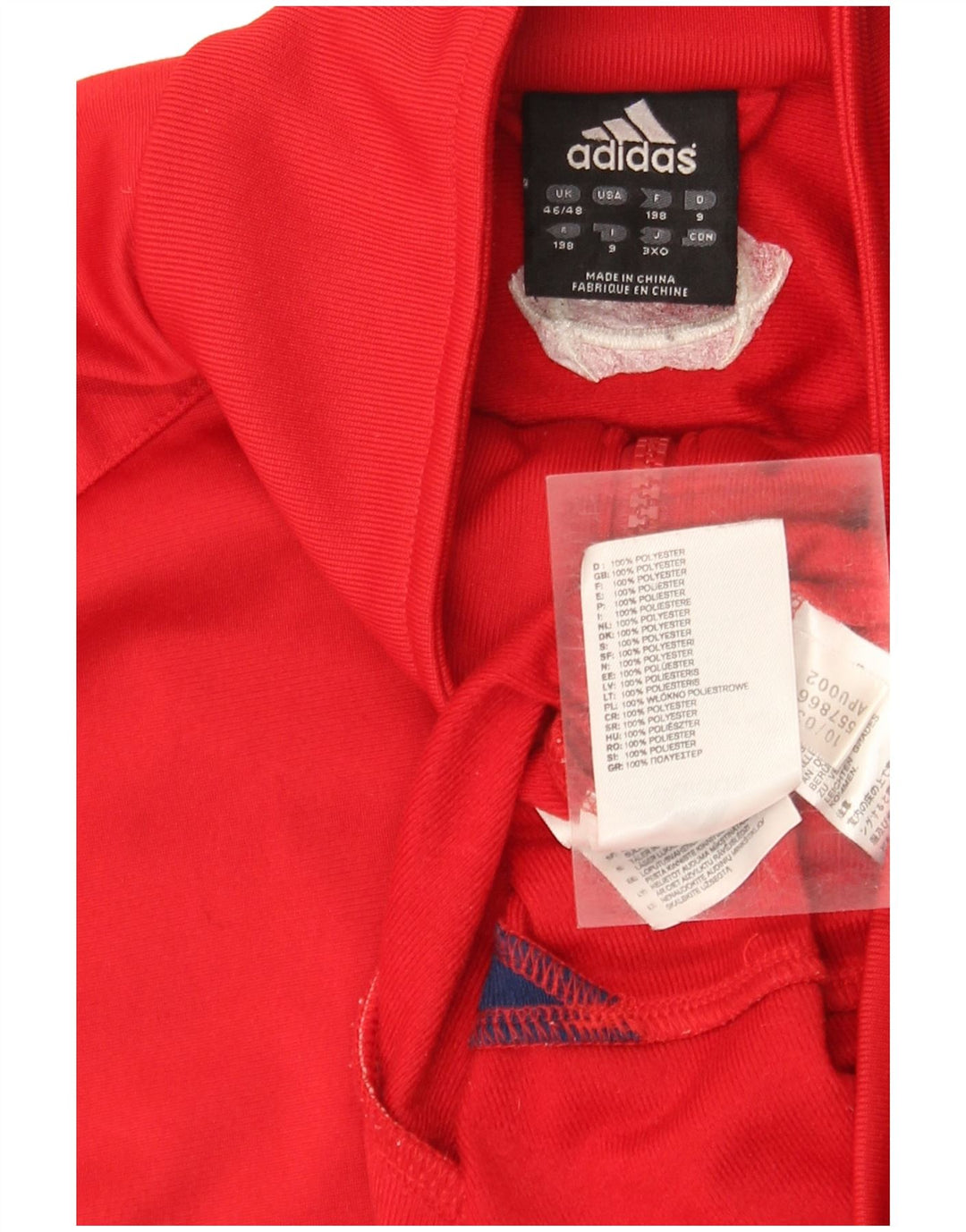 Adidas Mens Tracksuit Top Jacket UK 46/48 XL Red Striped Polyester