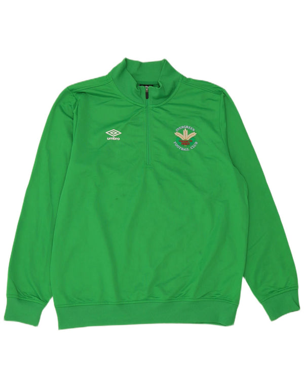 Umbro Mens Graphic Zip Neck Sweatshirt Jumper Large Green Polyester
