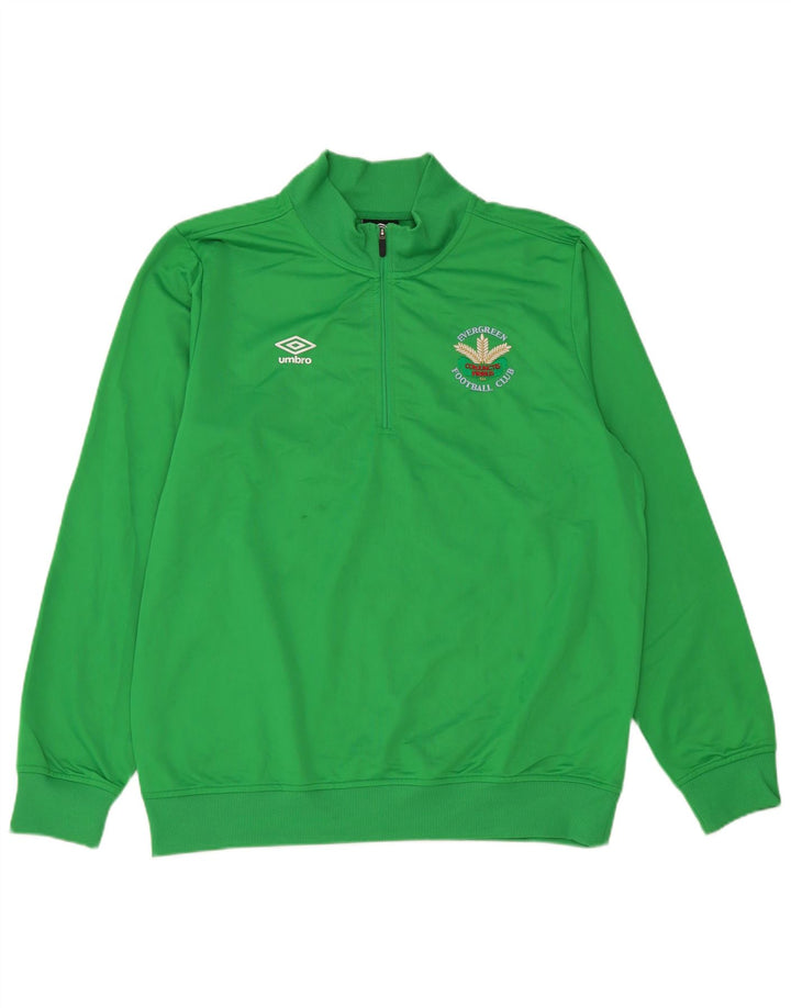Umbro Mens Graphic Zip Neck Sweatshirt Jumper Large Green Polyester