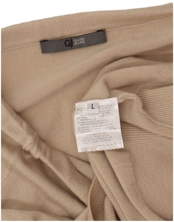 Gaudi Womens Crop Graphic Strapless Top UK 14 Large Beige Polyester
