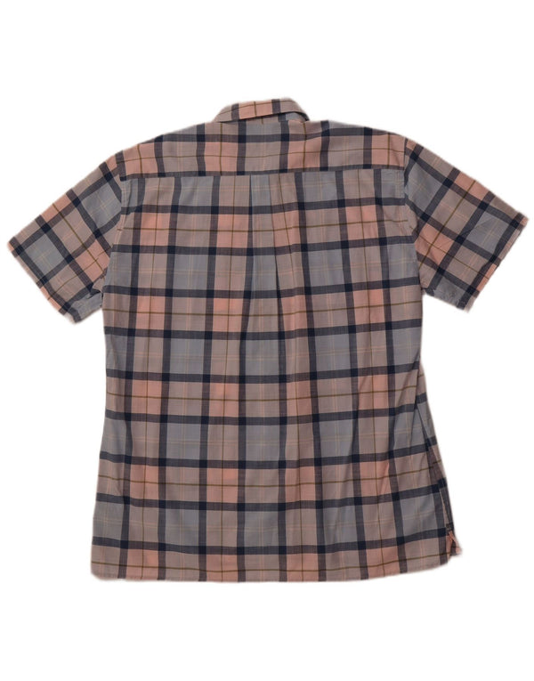 BARBOUR Mens Regular Fit Short Sleeve Shirt Medium Blue Check Cotton