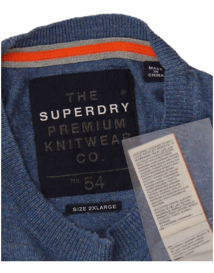 Superdry Mens Crew Neck Jumper Sweater 2XL Blue Cotton
