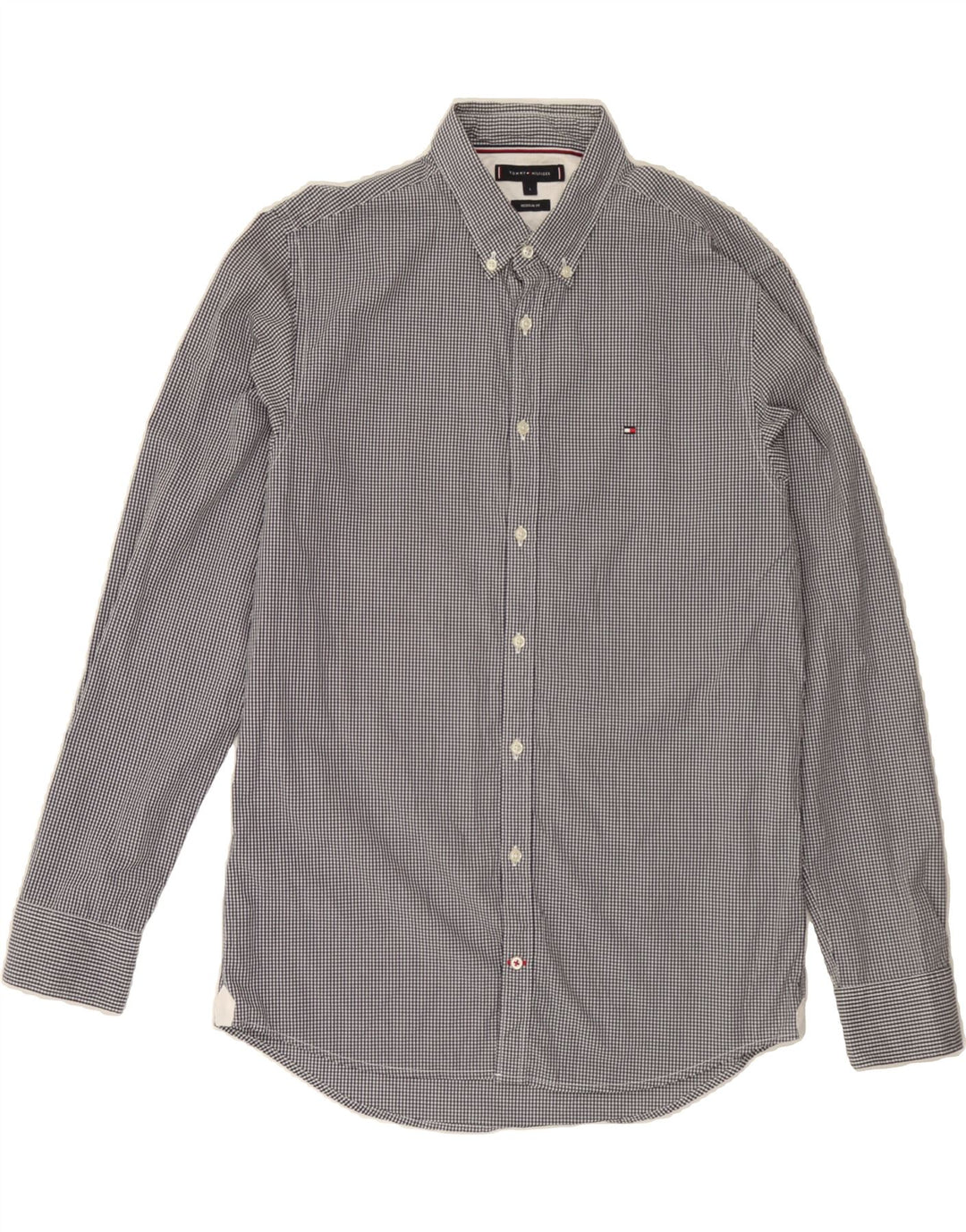 TOMMY HILFIGER Mens Regular Fit Shirt Large Blue Gingham Cotton Vintage Tommy Hilfiger and Second-Hand Tommy Hilfiger from Messina Hembry 
