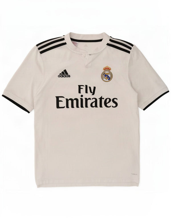 Adidas Boys Real Madrid Graphic T-Shirt Top 15-16 Years XL White Polyester