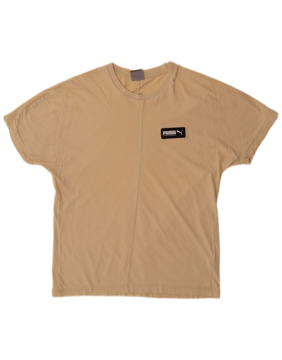 PUMA Mens T-Shirt Top Small Beige Cotton