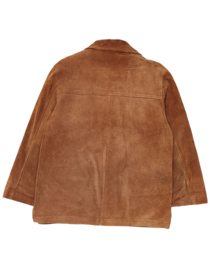 Privilegi Womens Loose Fit Suede Jacket IT 44 Medium Brown Leather