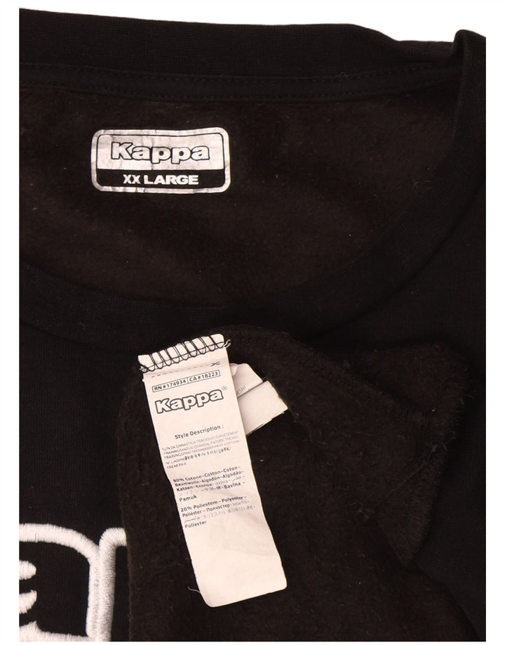 Kappa Mens Graphic Sweatshirt Jumper 2XL Black Cotton