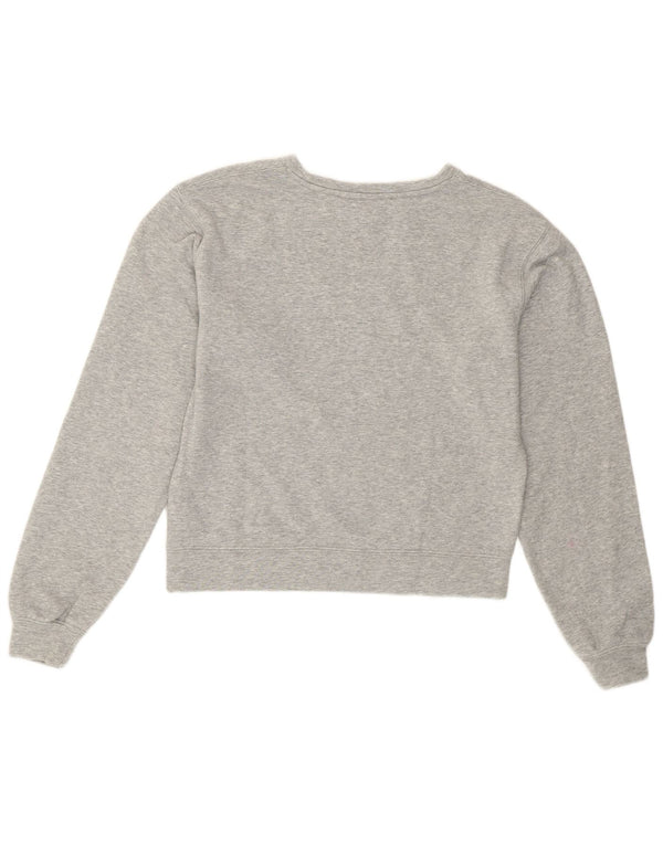 Guess Womens Graphic Hoodie Jumper UK 10 Small Grey Cotton