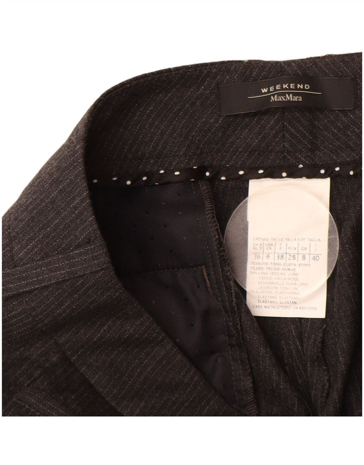 MAX MARA Womens Weekend Casual Trousers UK 8 Small W28 L27 Grey Pinstripe