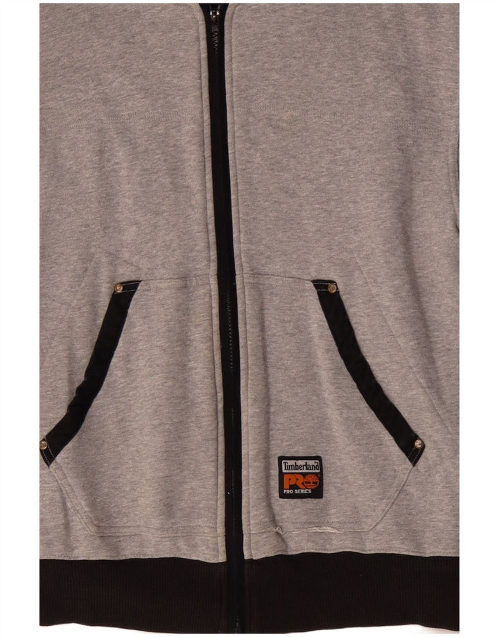 TIMBERLAND Mens Zip Hoodie Sweater Medium Grey Colourblock Cotton