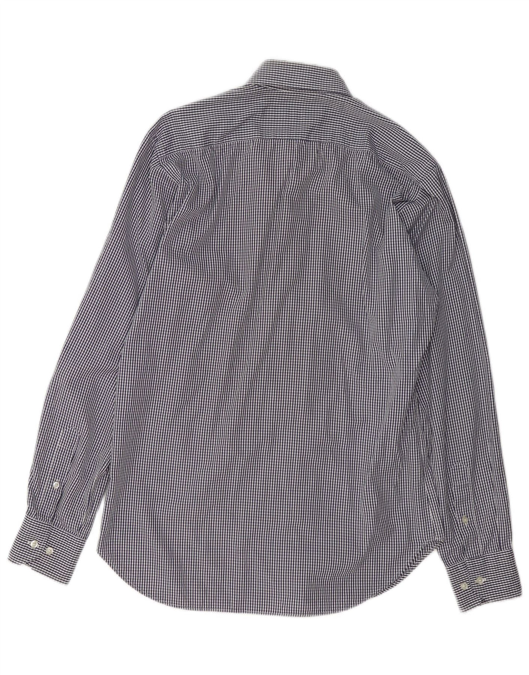 ETRO Mens Shirt Medium Navy Blue Gingham Cotton