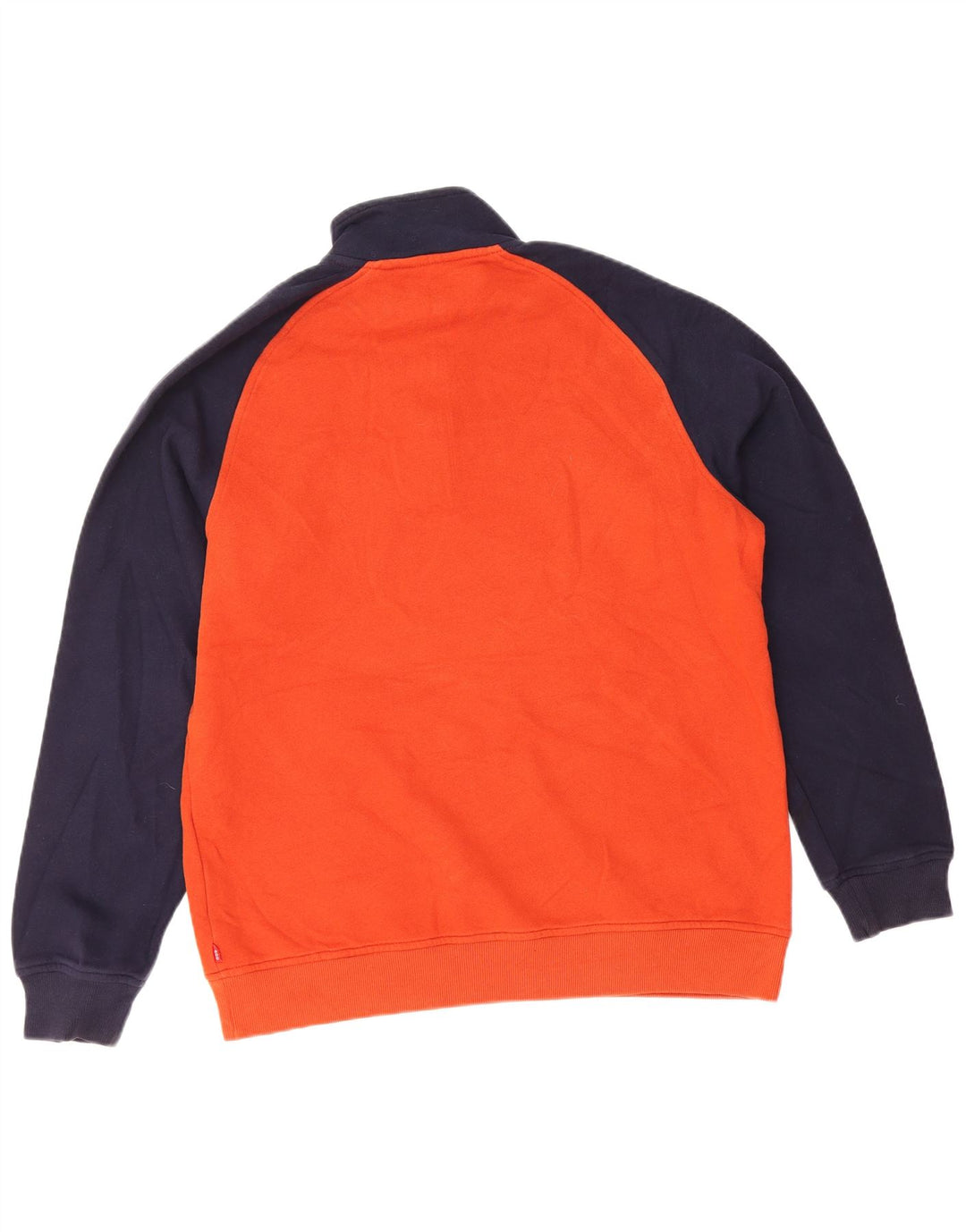 IZOD Mens Zip Neck Sweatshirt Jumper Medium Orange Colourblock Cotton