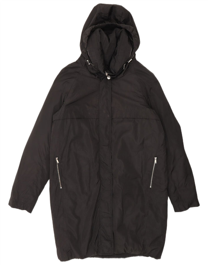 MANGO Womens Hooded Padded Coat UK 14 Medium Black Polyester
