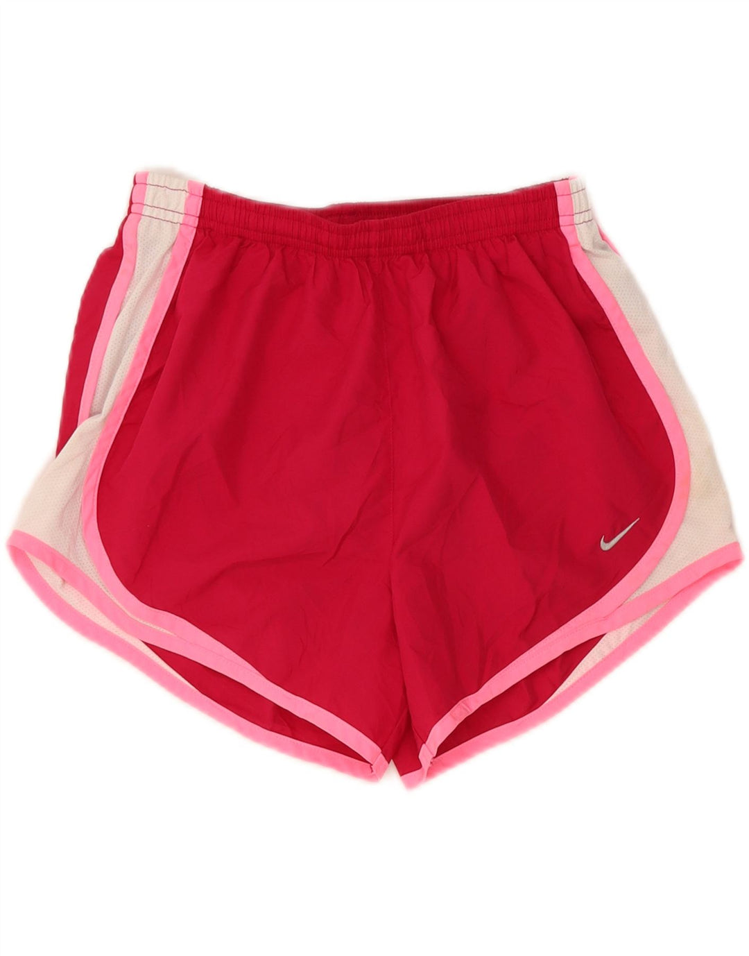 NIKE Womens Dri Fit Sport Shorts UK 10 Small Red Colourblock Polyester