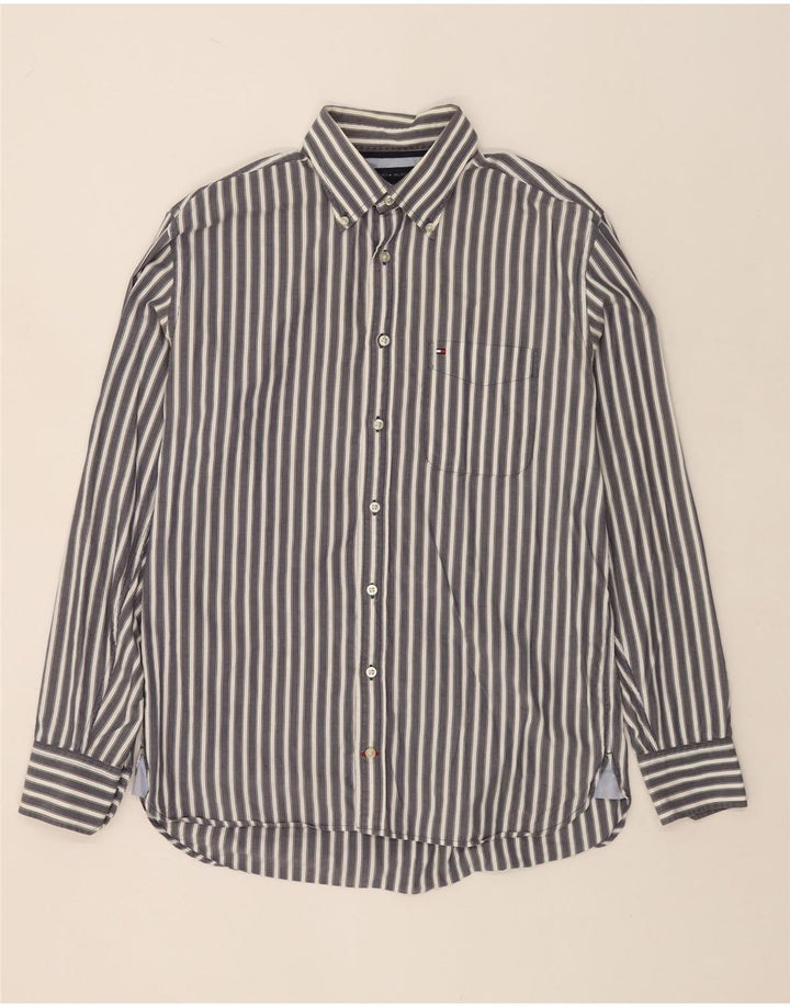 TOMMY HILFIGER Mens Shirt Medium Grey Pinstripe Cotton