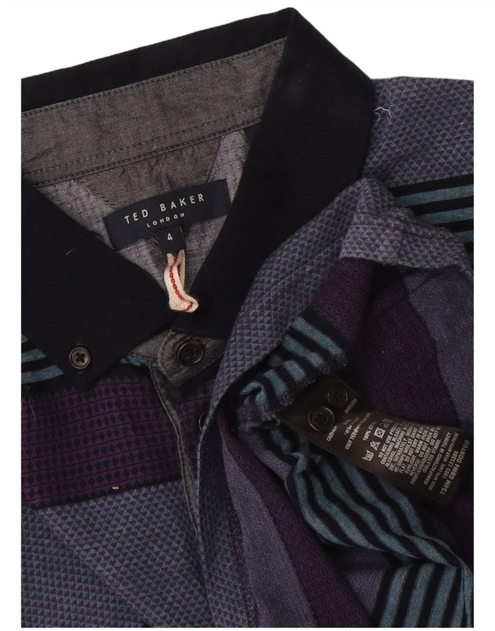 Ted Baker Mens Polo Shirt Size 4 Large Multicoloured Striped Cotton