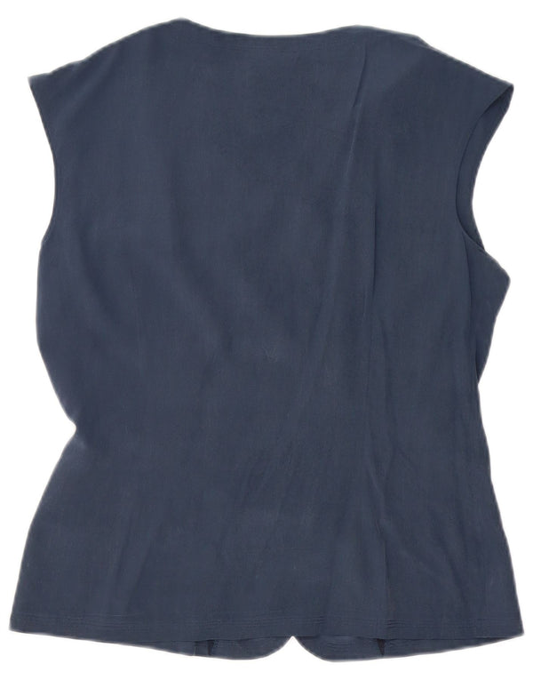 Altavilla Womens Sleeveless Shirt Blouse UK 10 Small Navy Blue Silk