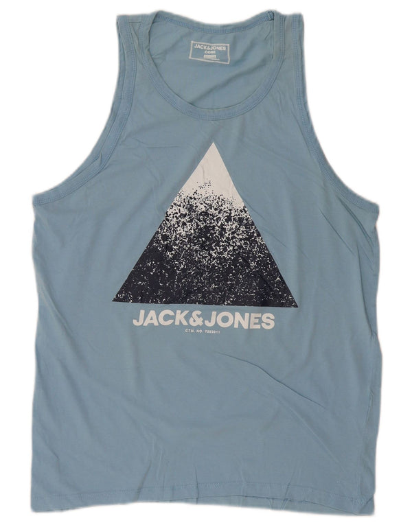 JACK & JONES Mens Core Slim Fit Graphic Vest Top Large Blue