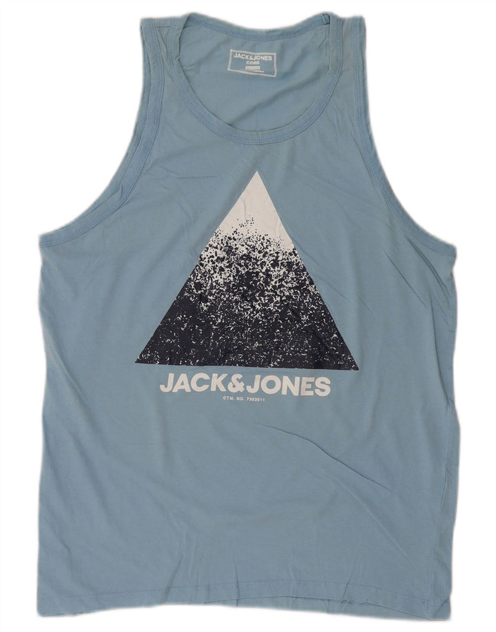 JACK & JONES Mens Core Slim Fit Graphic Vest Top Large Blue