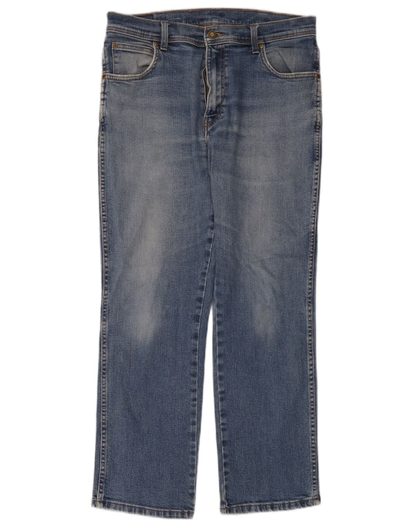 Wrangler Mens Straight Jeans W34 L30 Blue Cotton