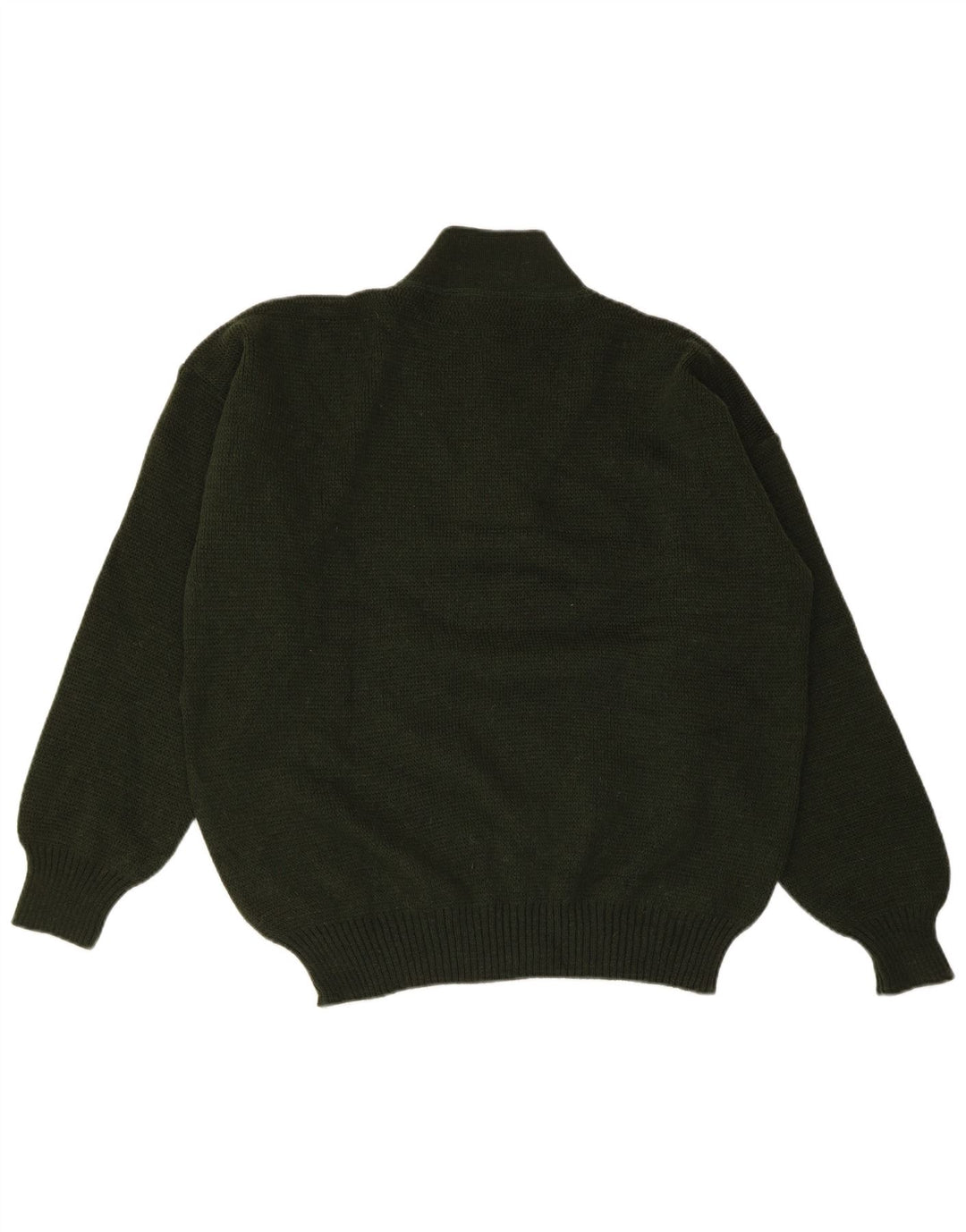 VINTAGE Mens Button Neck Jumper Sweater Large Green