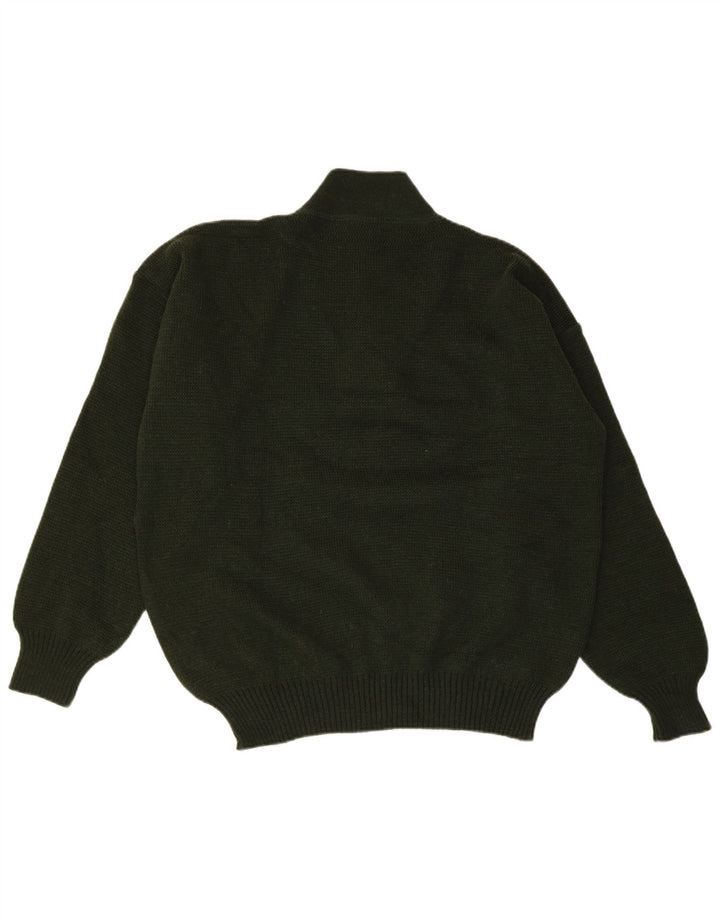 VINTAGE Mens Button Neck Jumper Sweater Large Green