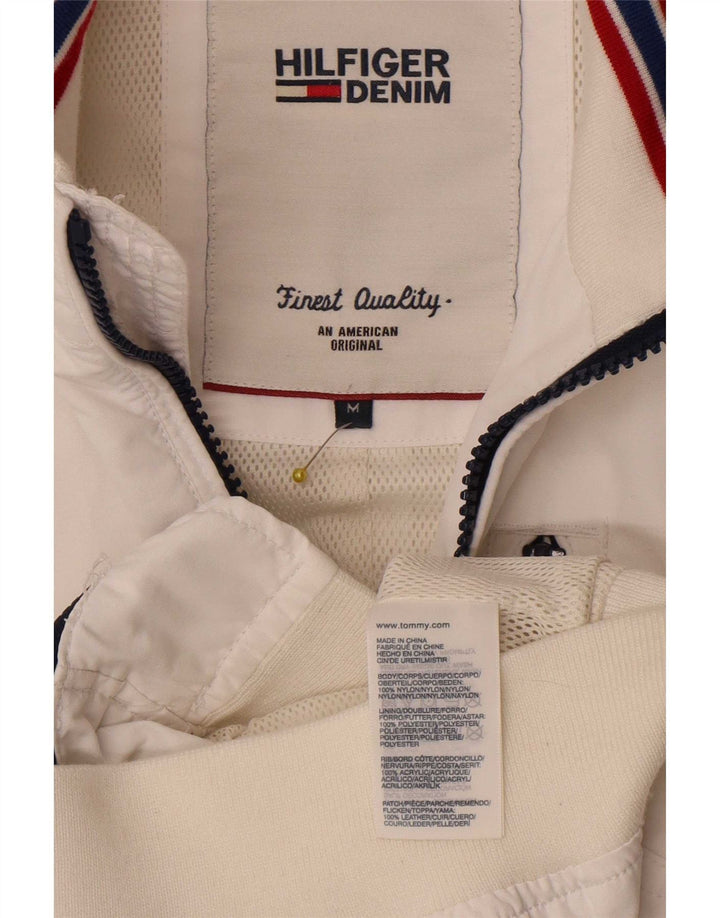 Tommy Hilfiger Mens Bomber Jacket UK 38 Medium White Nylon