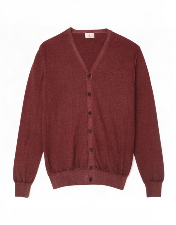 Conte of Florence Mens Cardigan Sweater 3XL Burgundy Wool