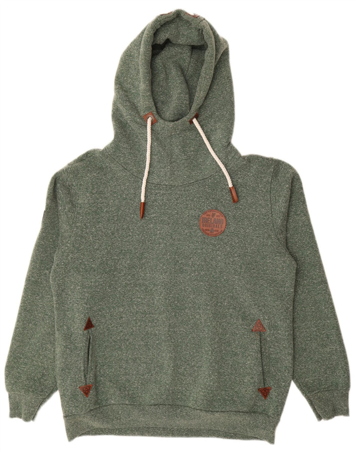 URBAN IRISH Mens Hoodie Jumper XL Green Flecked Cotton