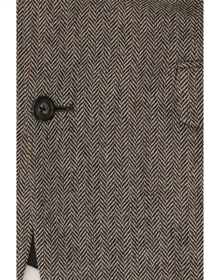 Marks & Spencer Mens 2 Button Blazer Jacket UK 42 Large Grey Herringbone
