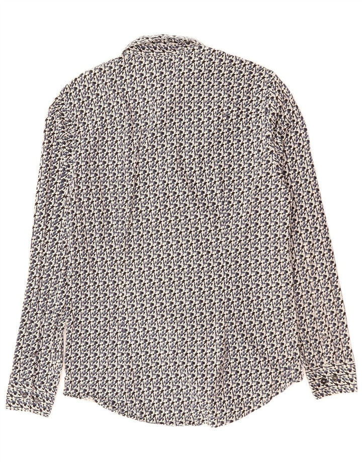 CALVIN KLEIN JEANS Mens Slim Fit Shirt Medium Black Geometric Cotton