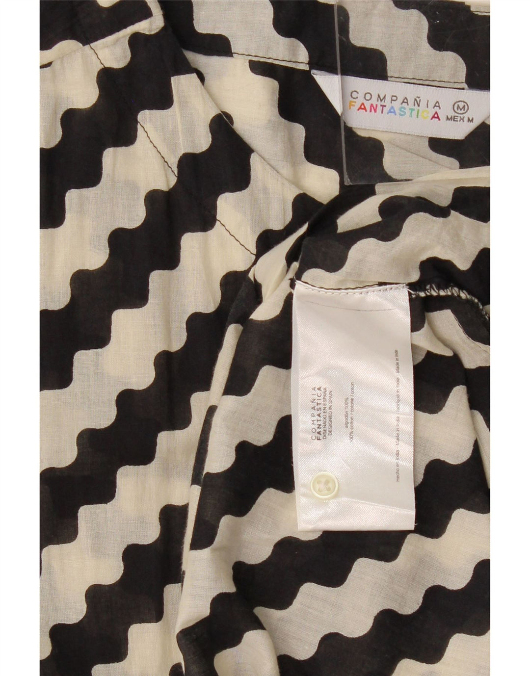 COMPANIA FANTASTICA Womens A-Line Dress UK 14 Medium Black Striped Cotton