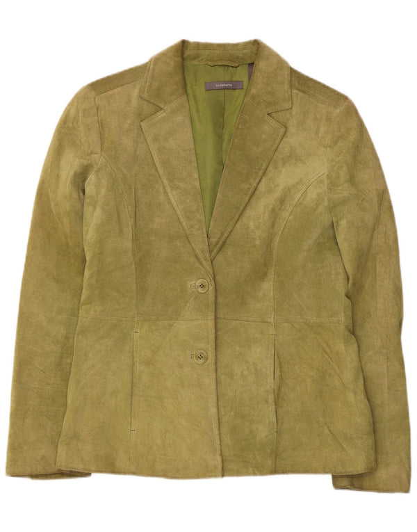 Liz Claiborne Womens 2 Button Suede Blazer Jacket US 6 Medium Green Leather