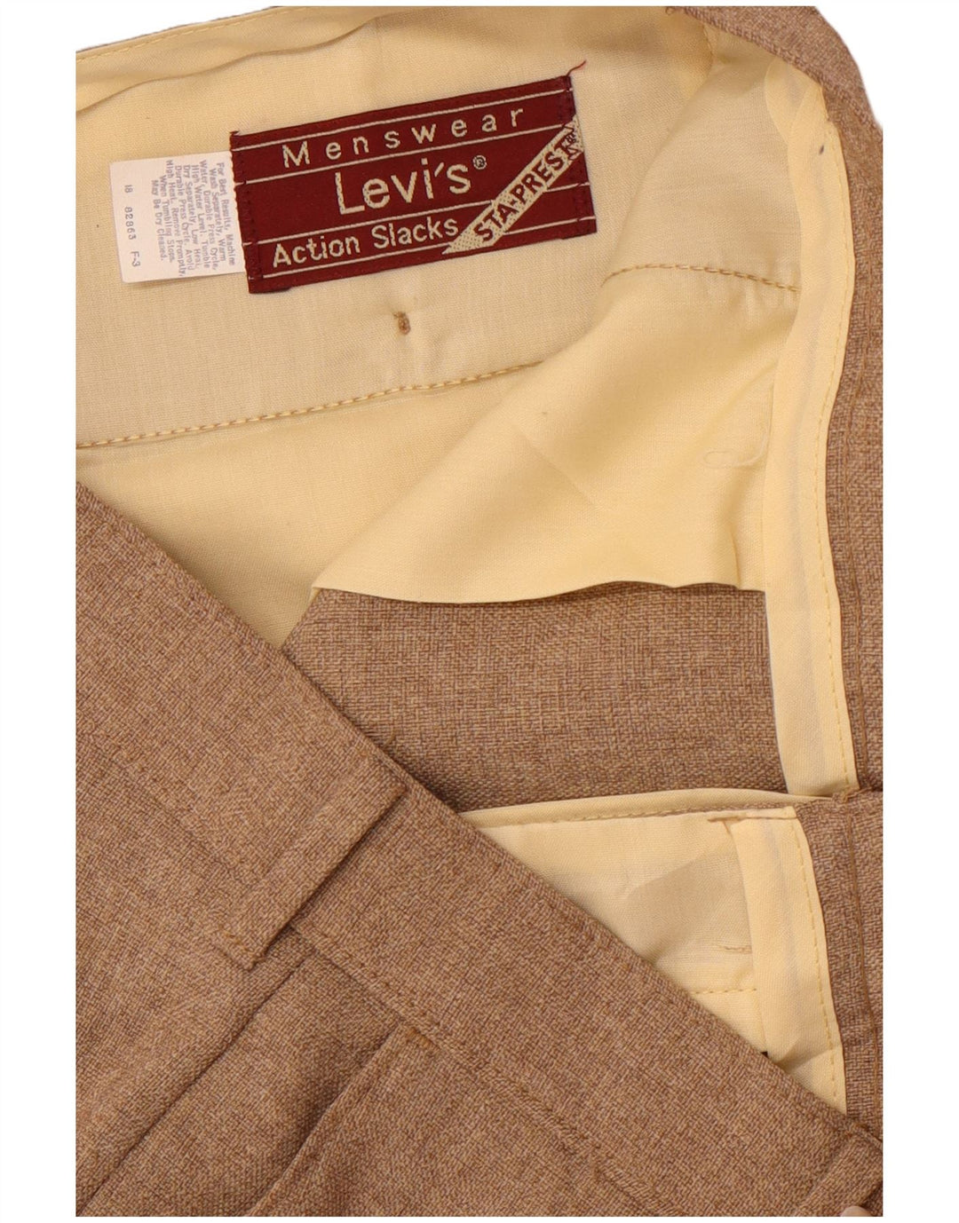 LEVI'S Mens Action Slacks Straight Suit Trousers W36 L31 Brown