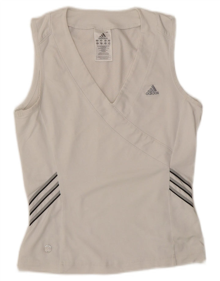 ADIDAS Womens Vest Top UK 10 Small White Polyester