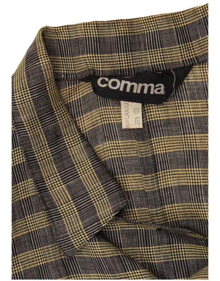 Comma, Womens Double Breasted Blazer Jacket UK 14 Large Yellow Check Wool