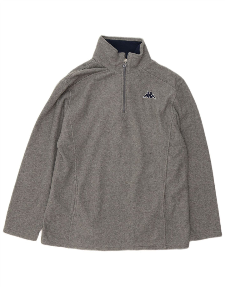Kappa Mens Zip Neck Fleece Jumper Large Grey Polyester