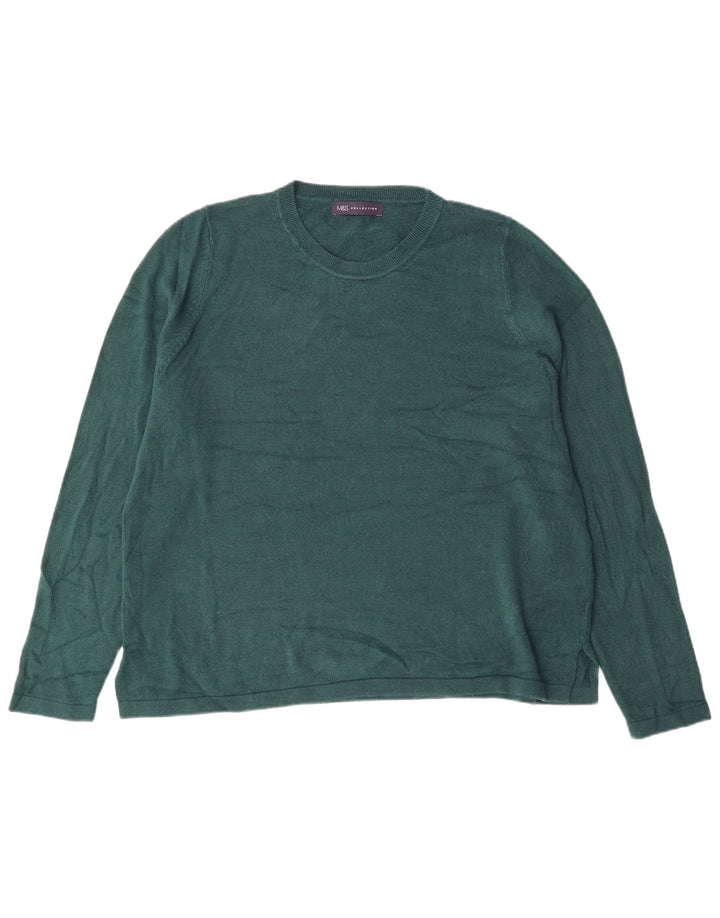 MARKS & SPENCER Womens Crew Neck Jumper Sweater UK 20 2XL  Green Acrylic