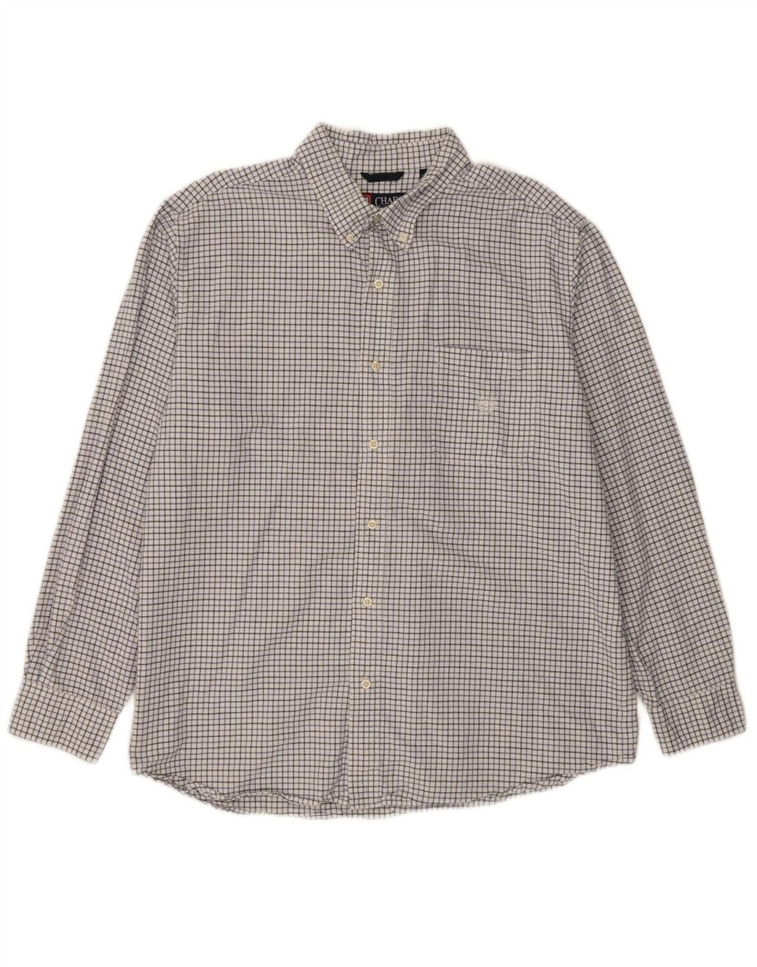 CHAPS Mens Big & Tall Shirt 2XL White Check Cotton