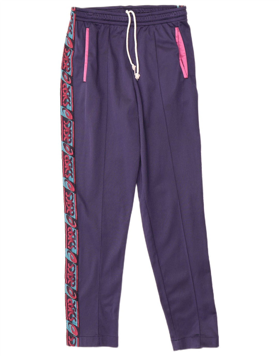 ASICS Womens Graphic Tracksuit Trousers IT 46 Large  Navy Blue Polyamide