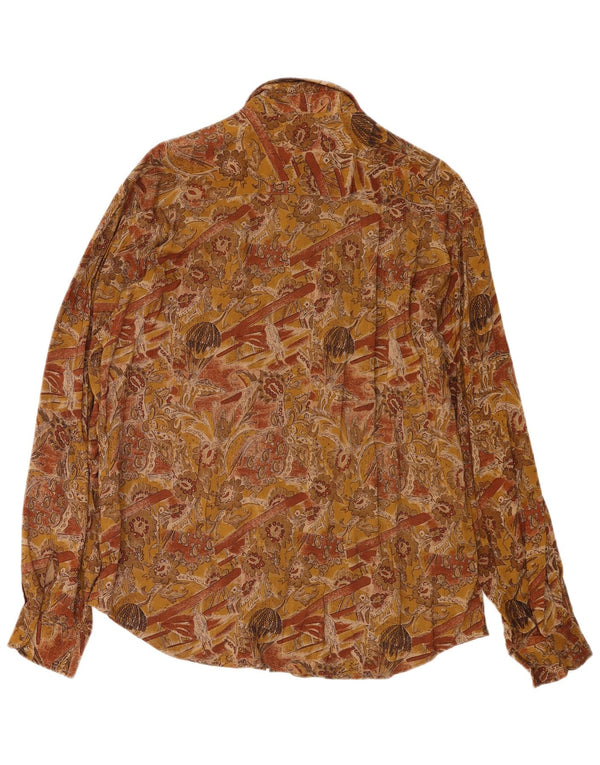 Vintage Mens Graphic Shirt XL Brown Viscose