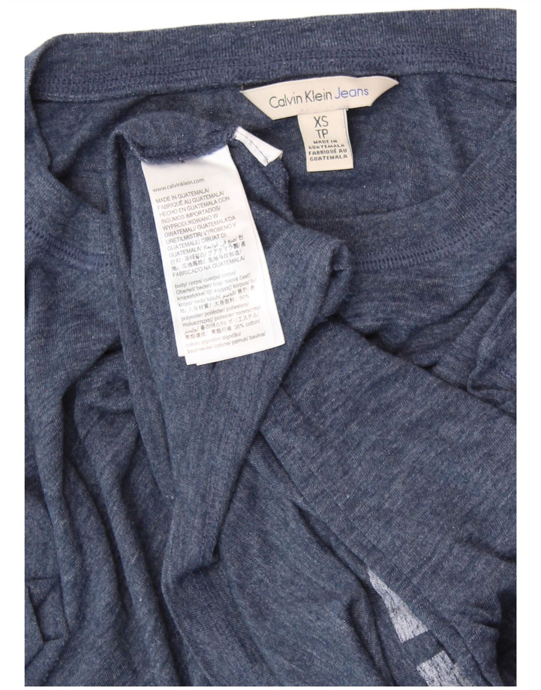 CALVIN KLEIN JEANS Womens Graphic T-Shirt Top UK 6 XS Navy Blue Flecked