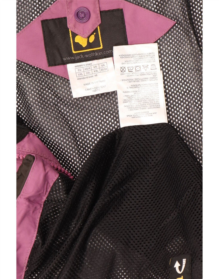 JACK WOLFSKIN Womens Graphic Rain Jacket UK 22/24 2XL Purple Colourblock