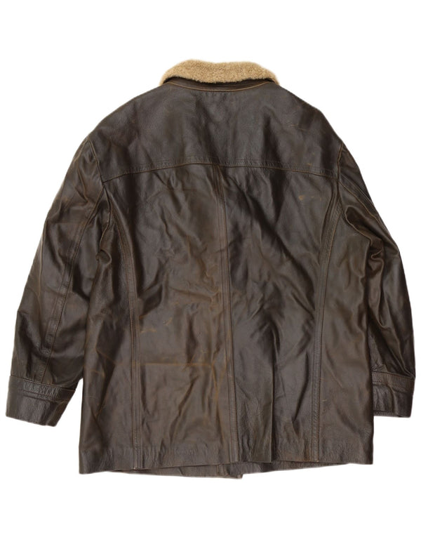 LAVORAZIONE ARTIGIANALE Mens Leather Jacket UK 40 Large Brown Leather