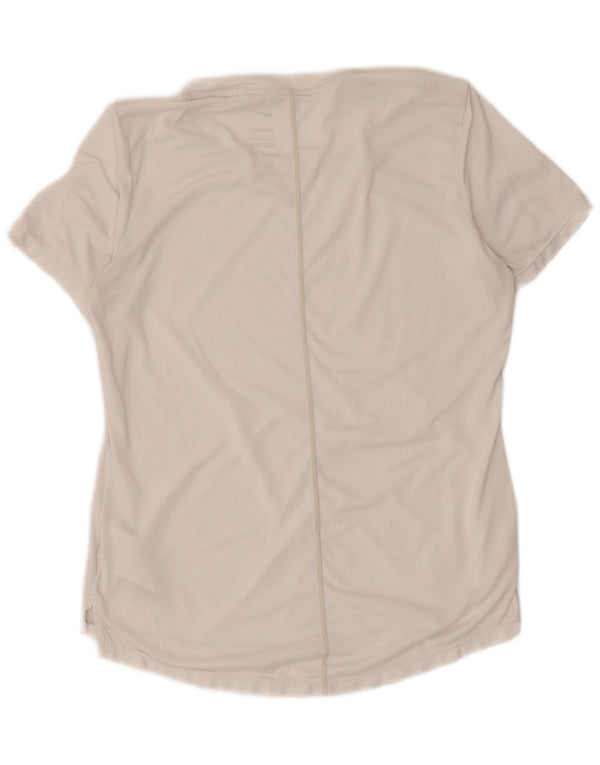 Nike Womens Dri Fit T-Shirt Top UK 10 Small White Polyester